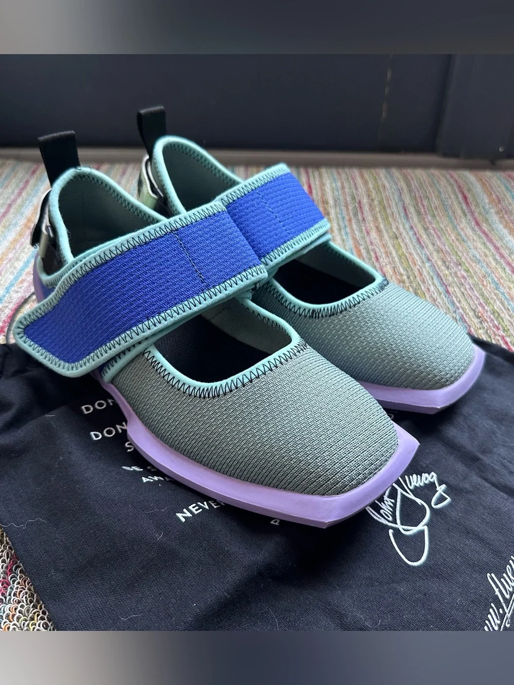 Fluevog LIKE NEW Future Angel Blair Velcro green/blue/purple vegan sneaker-7